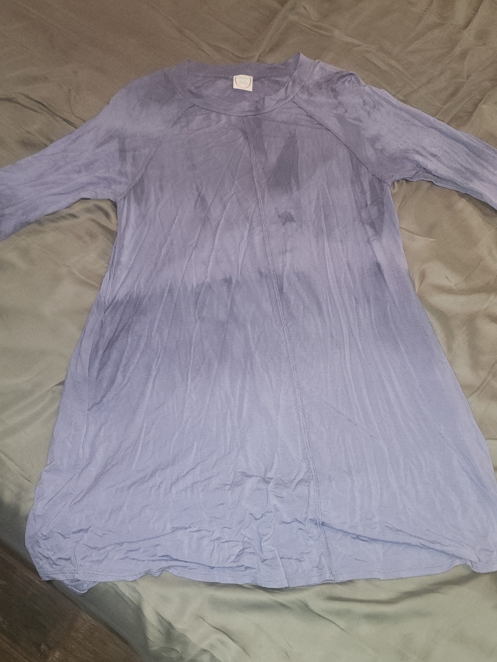 Women’s Light Blue Tie Dye Long-Sleeve Mini Dress